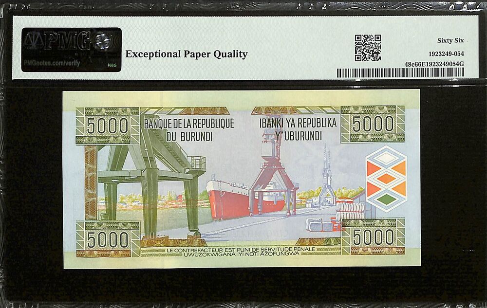 Burundi - 5000 Francs 2013 - Pick # 48c - PMG 66 EPQ