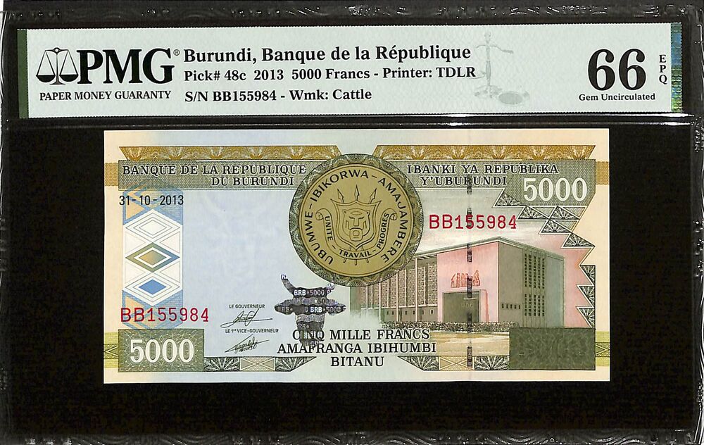 Burundi - 5000 Francs 2013 - Pick # 48c - PMG 66 EPQ