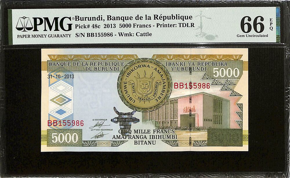 Burundi - 5000 Francs 2013 - Pick # 48c - PMG 66 EPQ