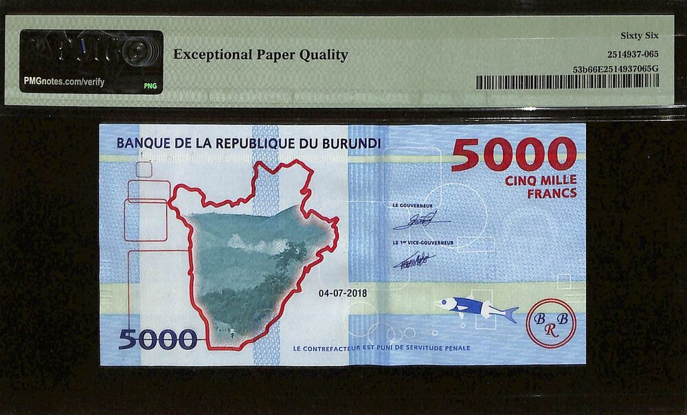 Burundi - 5000 Francs 2018 - Pick # 53b - PMG 66 EPQ