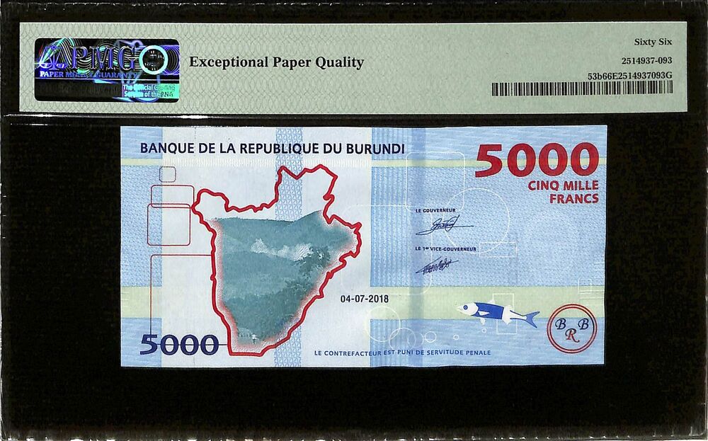 Burundi - 5000 Francs 2018 - Pick # 53b - PMG 66 EPQ