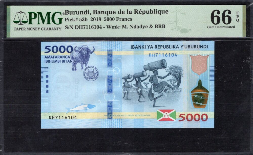 Burundi - 5000 Francs 2018 - Pick # 53b - PMG 66 EPQ