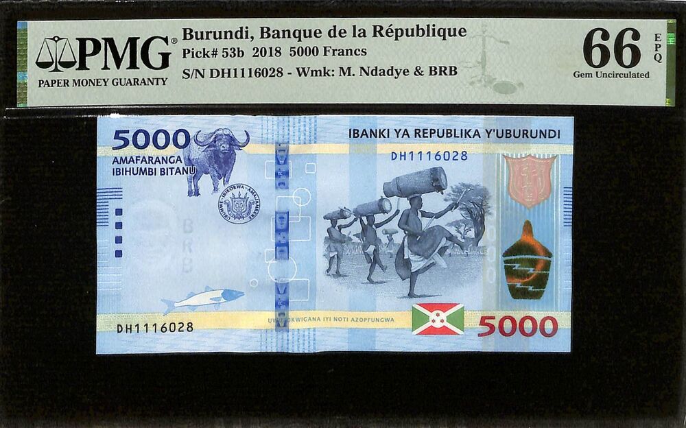 Burundi - 5000 Francs 2018 - Pick # 53b - PMG 66 EPQ