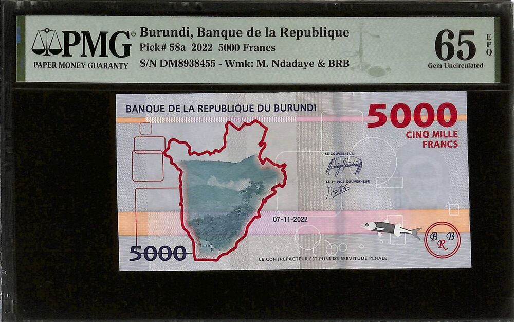 Burundi - 5000 Francs 2022 - Pick # 58a - PMG 65 EPQ