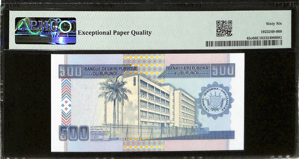 Burundi - 500 Francs 2013 - Pick # 45c - PMG 66 EPQ