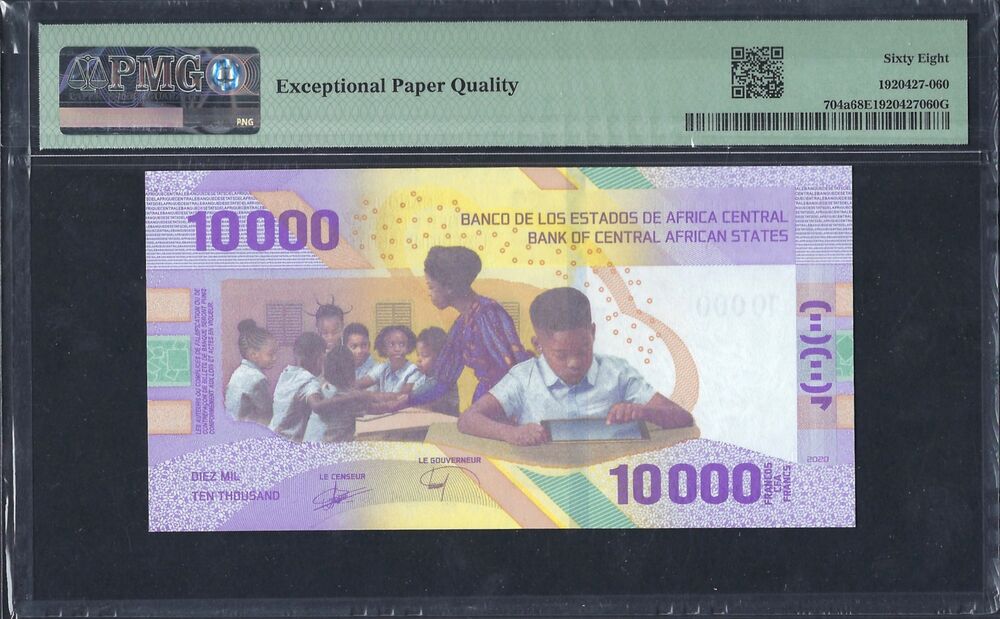 Central African States - 10.000 Francs 2020 - Pick #704a - PMG 68 EPQ