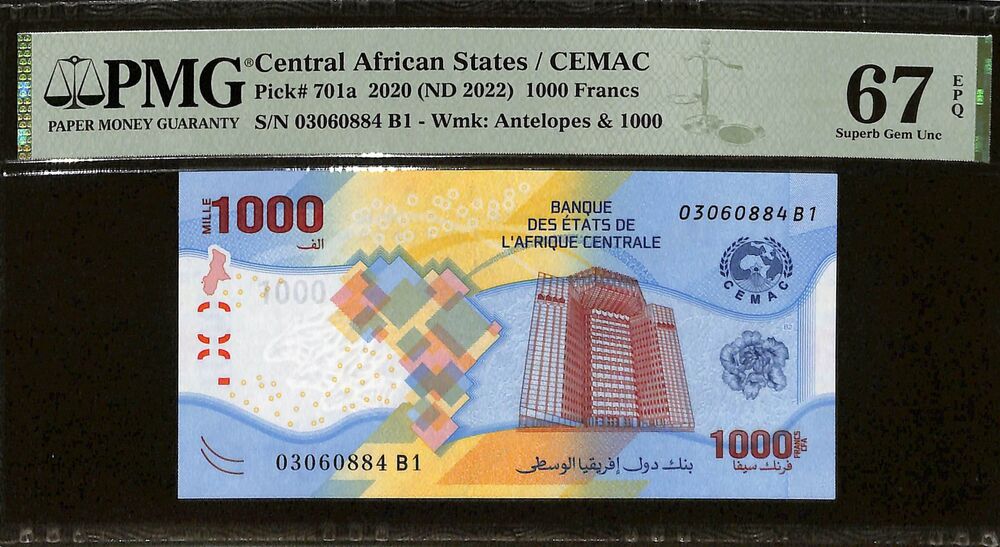 Central African States - CEMAC - 1000 Francs 2020 (ND 2022) - Pick # 701a - PMG 67 EPQ