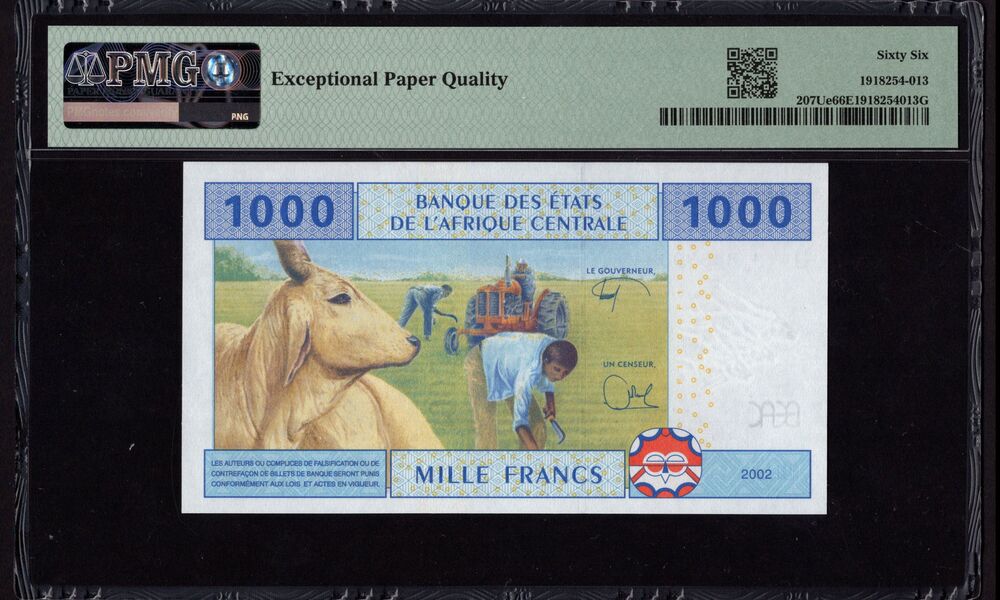 Central African States - Cameroun - 1000 Francs 2002 - Pick # 207Ue - PMG 66 EPQ