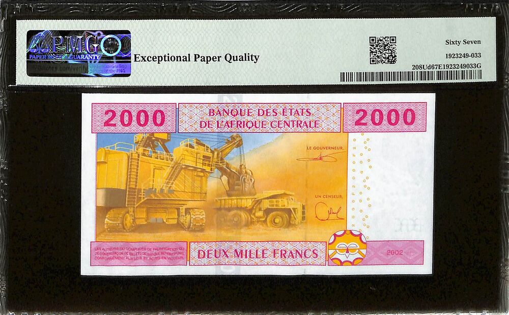 Central African States - Cameroun - 2000 Francs 2002 - Pick # 208Ud - PMG 67 EPQ