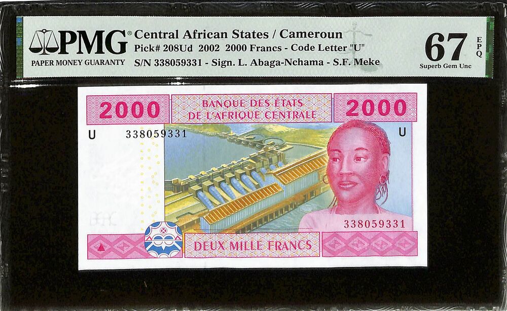 Central African States - Cameroun - 2000 Francs 2002 - Pick # 208Ud - PMG 67 EPQ