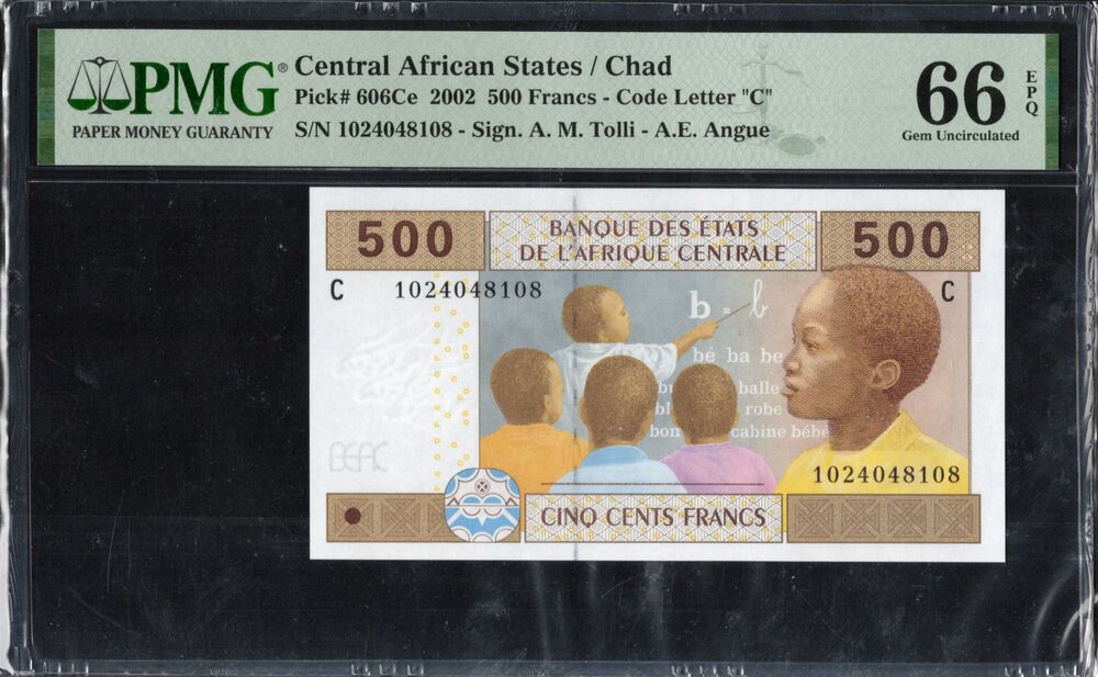 Central African States - Chad - 500 Francs 2002 - Pick # 606Ce - PMG 66 EPQ