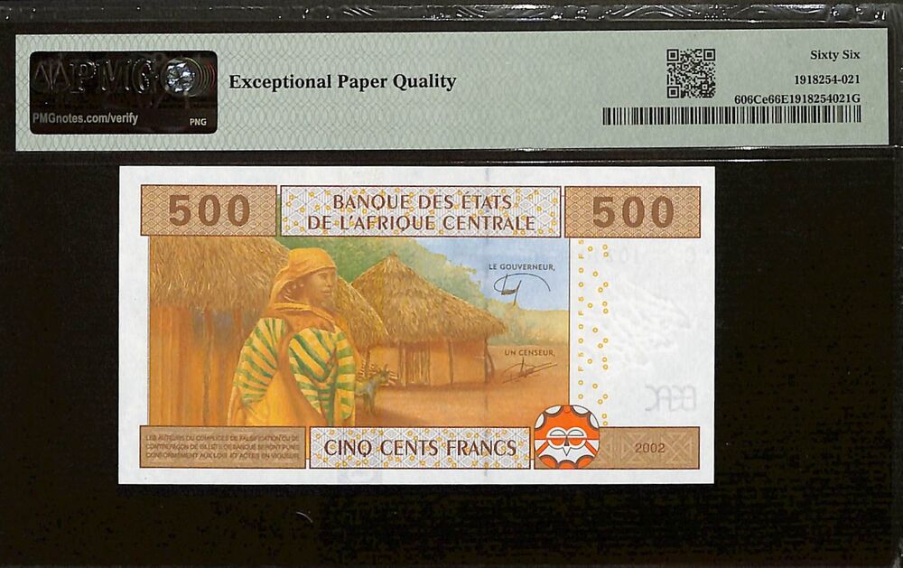 Central African States - Chad - 500 Francs 2002 - Pick # 606Ce - PMG 66 EPQ