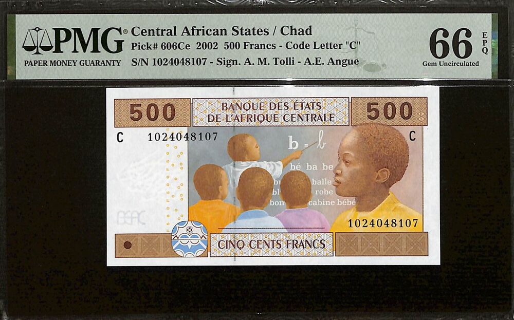 Central African States - Chad - 500 Francs 2002 - Pick # 606Ce - PMG 66 EPQ