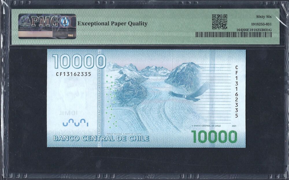 Chile - 10.000 Pesos 2021 - Pick # 164j - PMG 66 EPQ