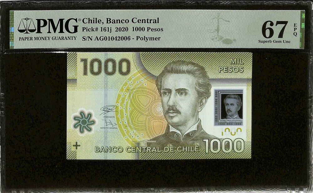 Chile - 1000 Pesos 2020 - Pick # 161j - PMG 67 EPQ