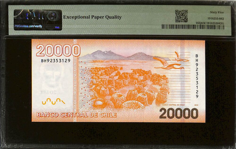Chile - 20.000 Pesos 2019 - Pick # 165j - PMG 65 EPQ