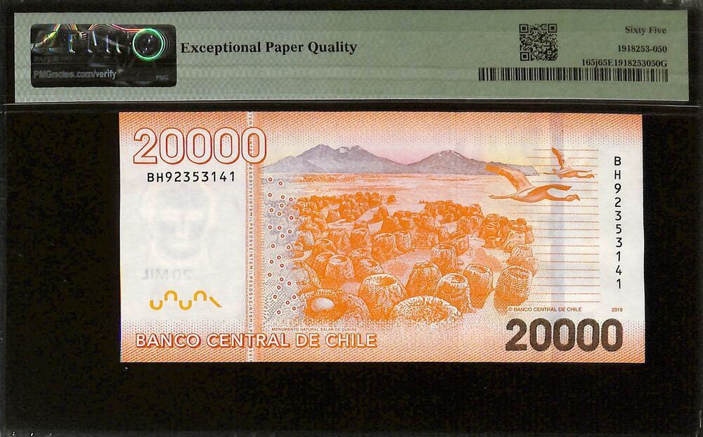 Chile - 20.000 Pesos 2019 - Pick # 165j - PMG 65 EPQ