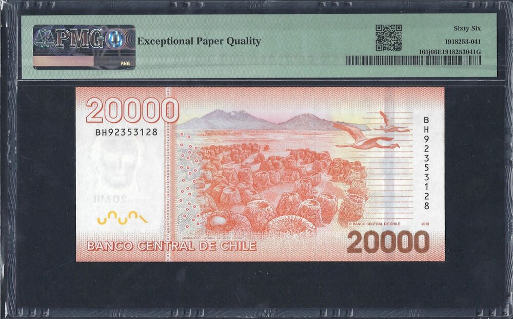 Chile - 20.000 Pesos 2019 - Pick # 165j - PMG 66 EPQ