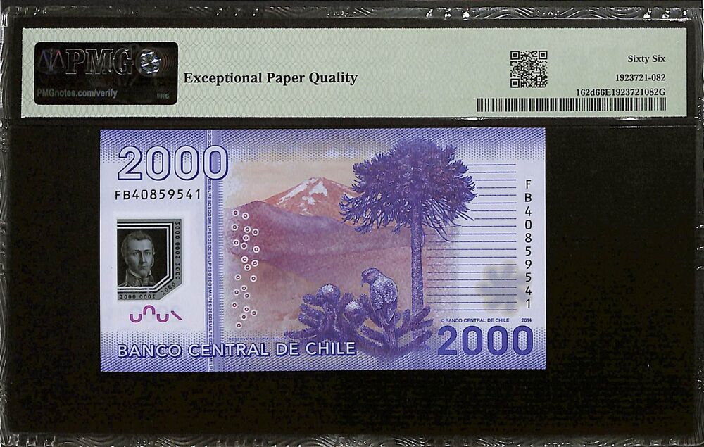Chile - 2000 Pesos 2014 - Pick # 162d - PMG 66 EPQ
