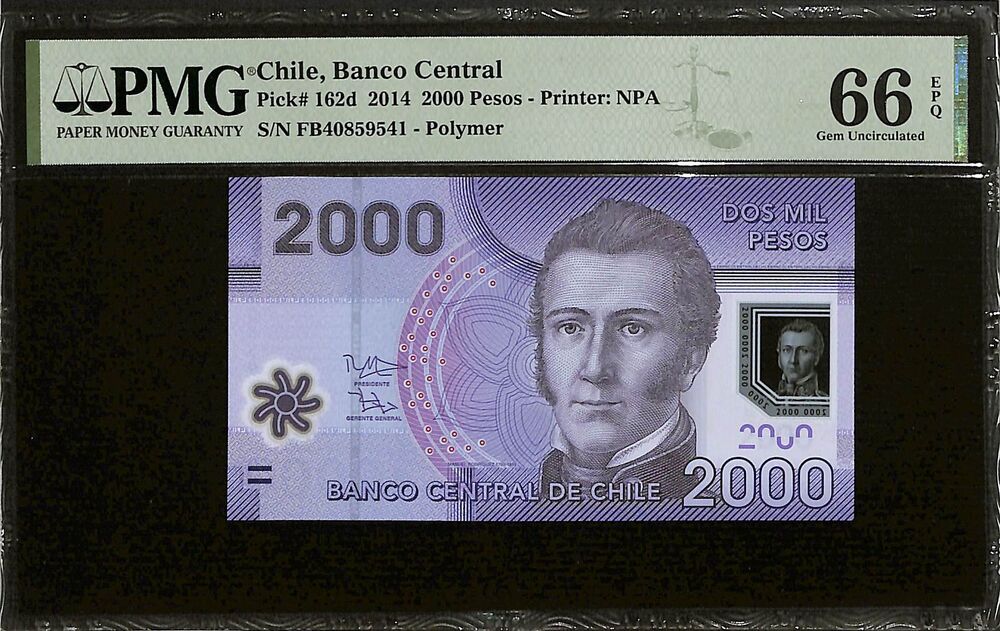 Chile - 2000 Pesos 2014 - Pick # 162d - PMG 66 EPQ