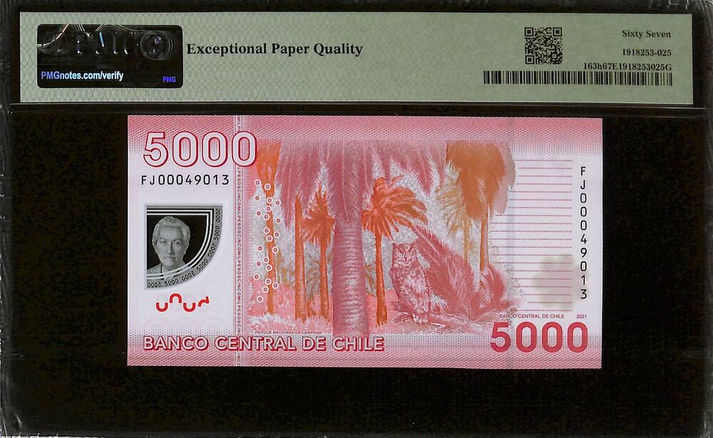 Chile - 5000 Pesos 2021 - Pick # 163h - PMG 67 EPQ