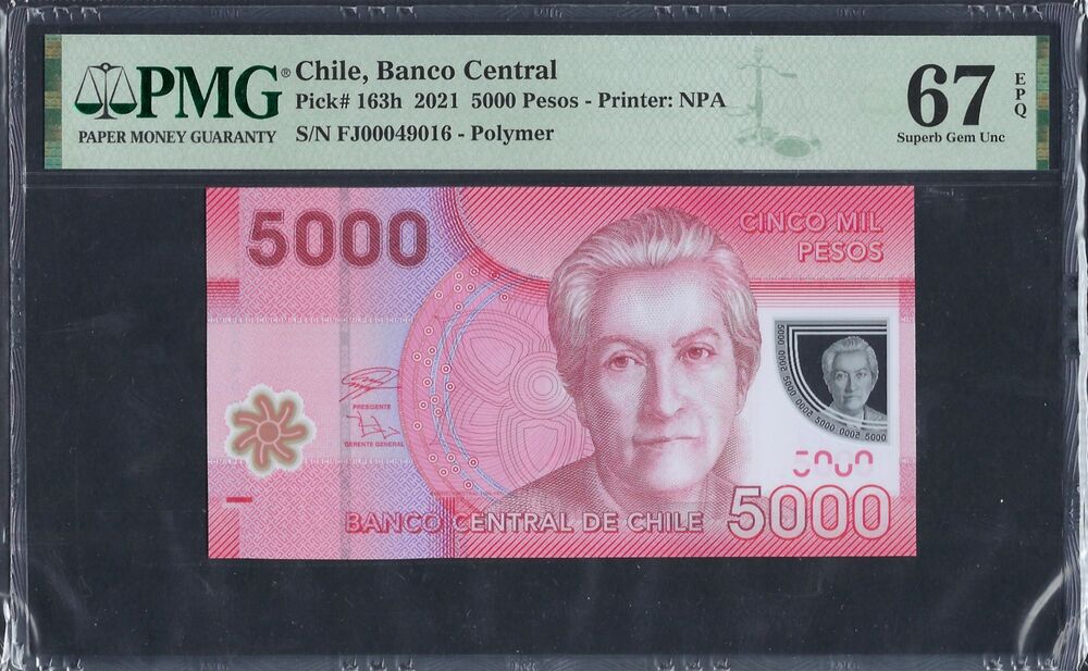 Chile - 5000 Pesos 2021 - Pick # 163h - PMG 67 EPQ
