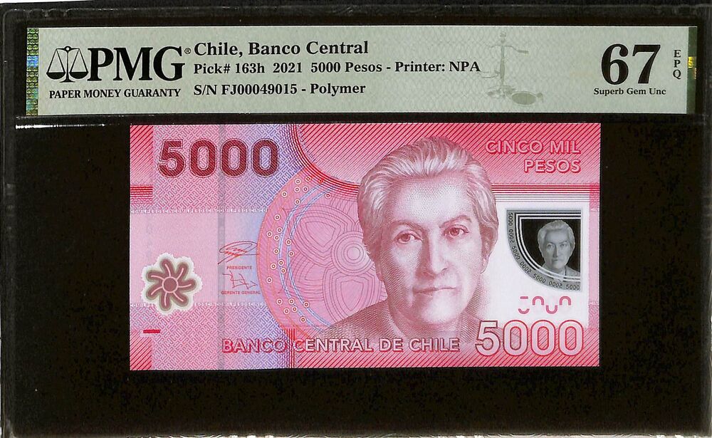 Chile - 5000 Pesos 2021 - Pick # 163h - PMG 67 EPQ
