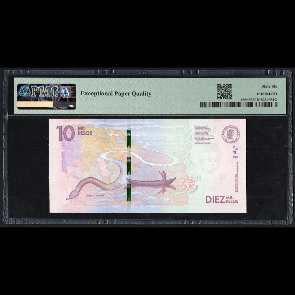 Colombia - 10.000 Pesos 2016 - Pick # 460b - PMG 66 EPQ