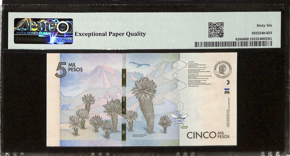 Colombia - 5000 Pesos 2018 - Pick # 459d - PMG 66 EPQ