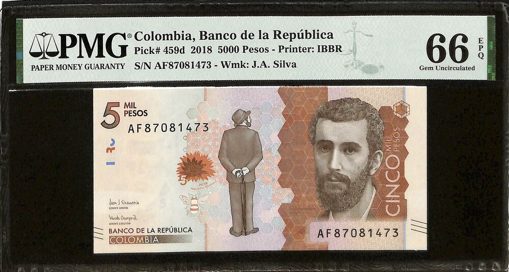 Colombia - 5000 Pesos 2018 - Pick # 459d - PMG 66 EPQ