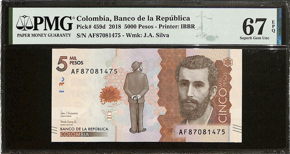 Colombia - 5000 Pesos 2018 - Pick # 459d - PMG 67 EPQ