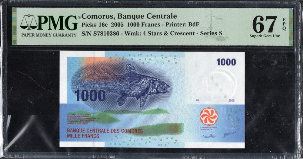 Comoros - 1000 Francs 2005 - Pick # 16c - PMG 67 EPQ
