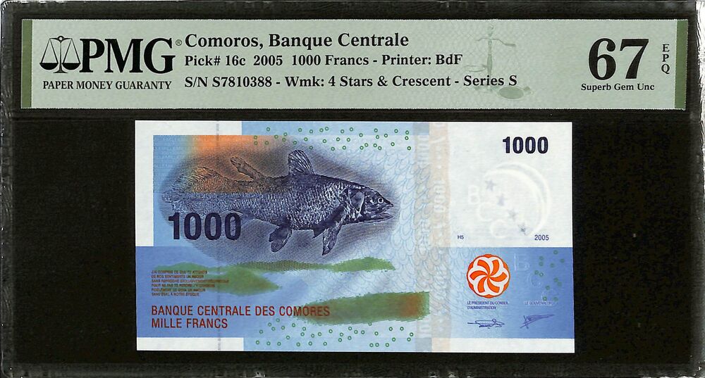 Comoros - 1000 Francs 2005 - Pick # 16c - PMG 67 EPQ