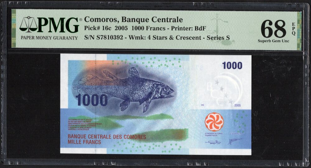 Comoros - 1000 Francs 2005 - Pick # 16c - PMG 68 EPQ