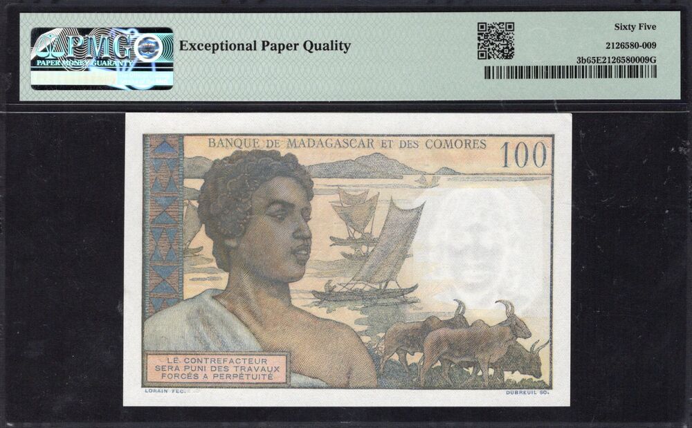 Comoros - 100 Francs ND (1963) - Pick # 3b - PMG 65 EPQ