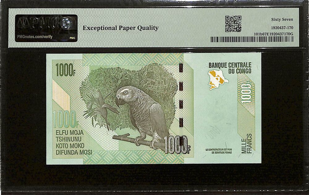 Congo - 1000 Francs 2013 - Pick # 101b - PMG 67 EPQ