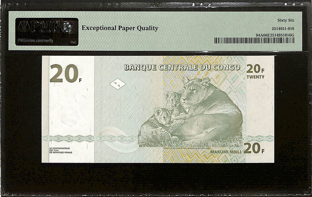 Congo - 20 Francs 2003 - Pick # 94A - PMG 66 EPQ