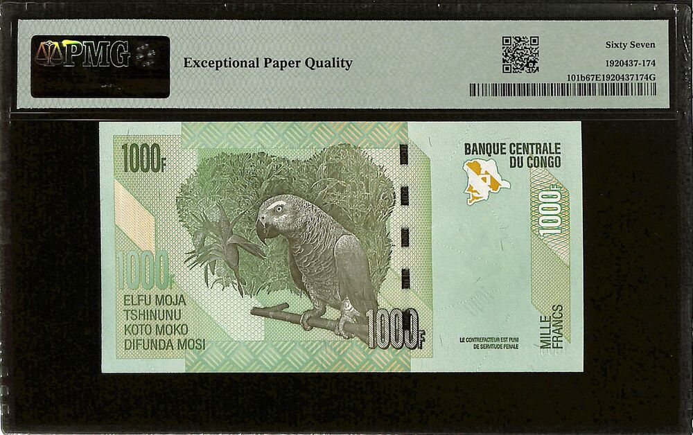 Congo Democratic Republic - 1000 Francs 2013 - Pick 101b - PMG 67 EPQ
