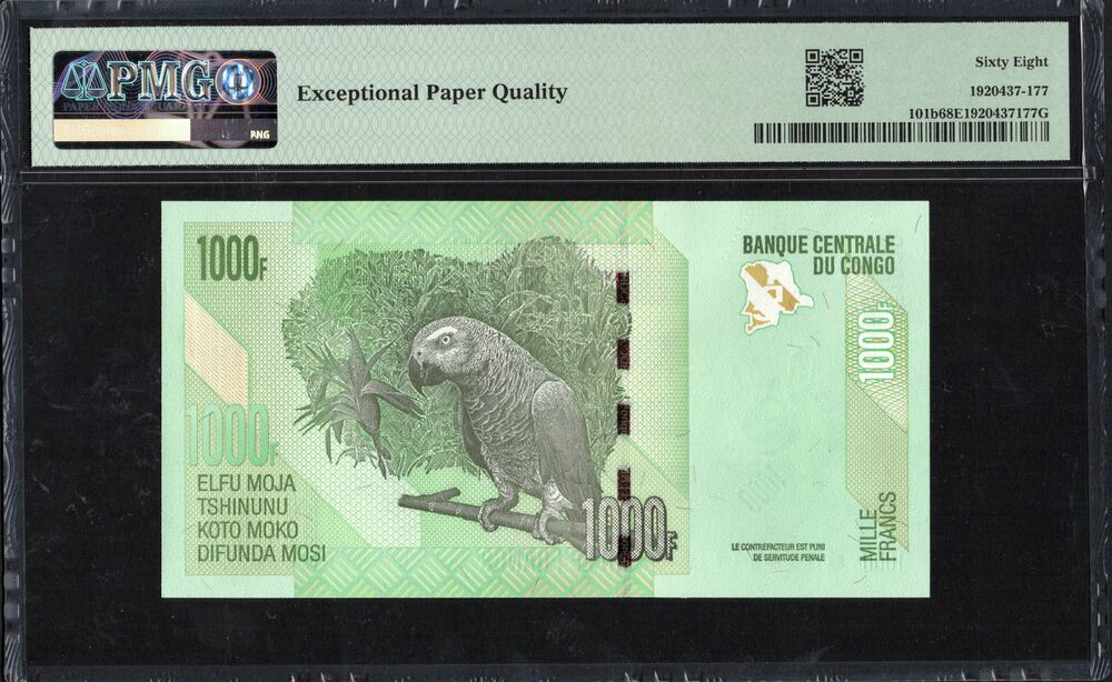 Congo Democratic Republic - 1000 Francs 2013 - Pick # 101b - PMG 68 EPQ