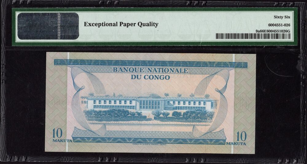 Congo Democratic Republic - 10 Makuta 1967-70 - Pick # 9a - PMG 66 EPQ