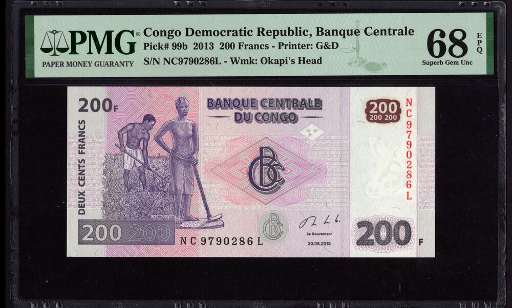 Congo Democratic Republic - 200 Francs 2013 - Pick # 99b - PMG 68 EPQ