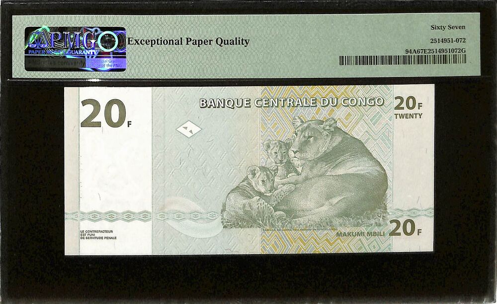 Congo Democratic Republic - 20 Francs 2003 - Pick # 94A - PMG 67 EPQ