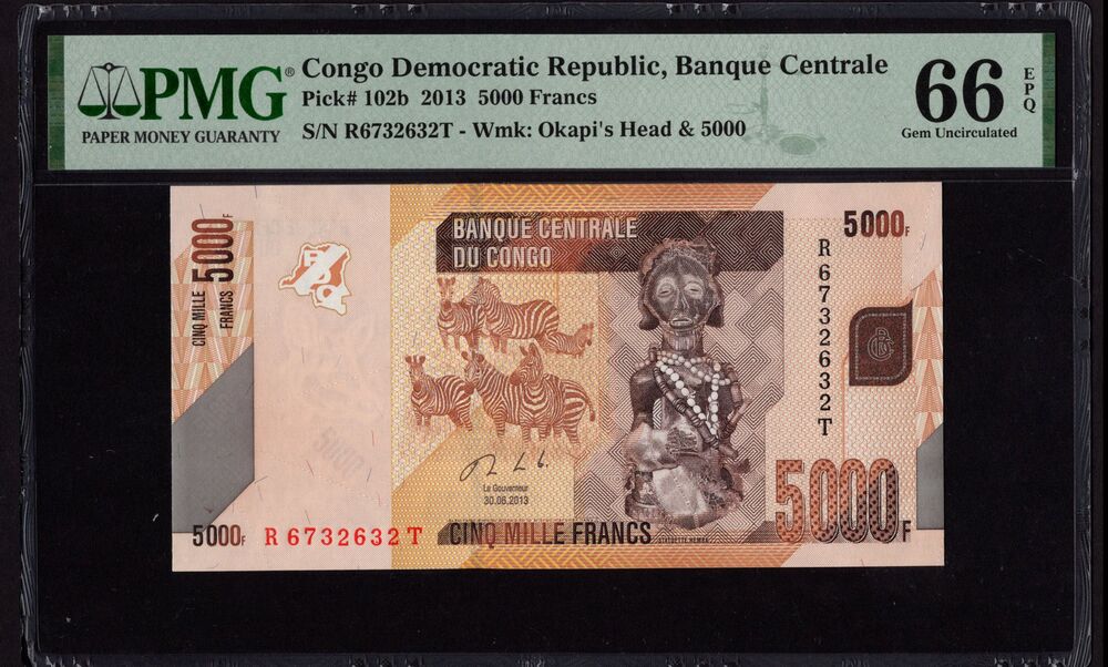 Congo Democratic Republic - 5000 Francs 2013 - Pick # 102b - PMG 66 EPQ