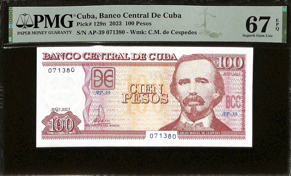 Cuba - 100 Pesos 2023 - Pick # 129n - PMG 67 EPQ