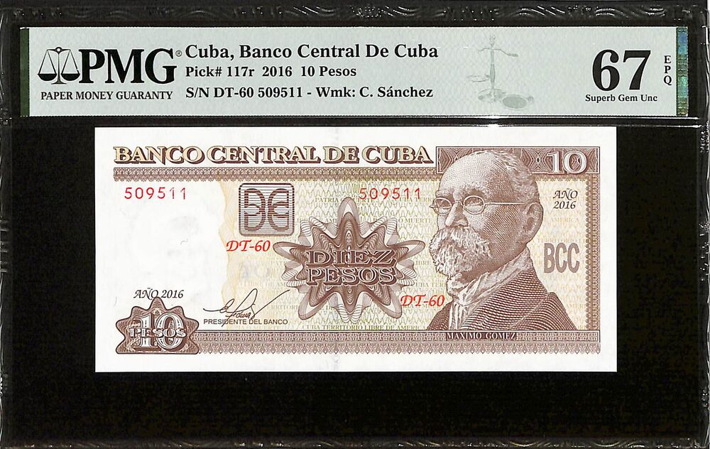 Cuba - 10 Pesos 2016 - Pick # 117r - PMG 67 EPQ