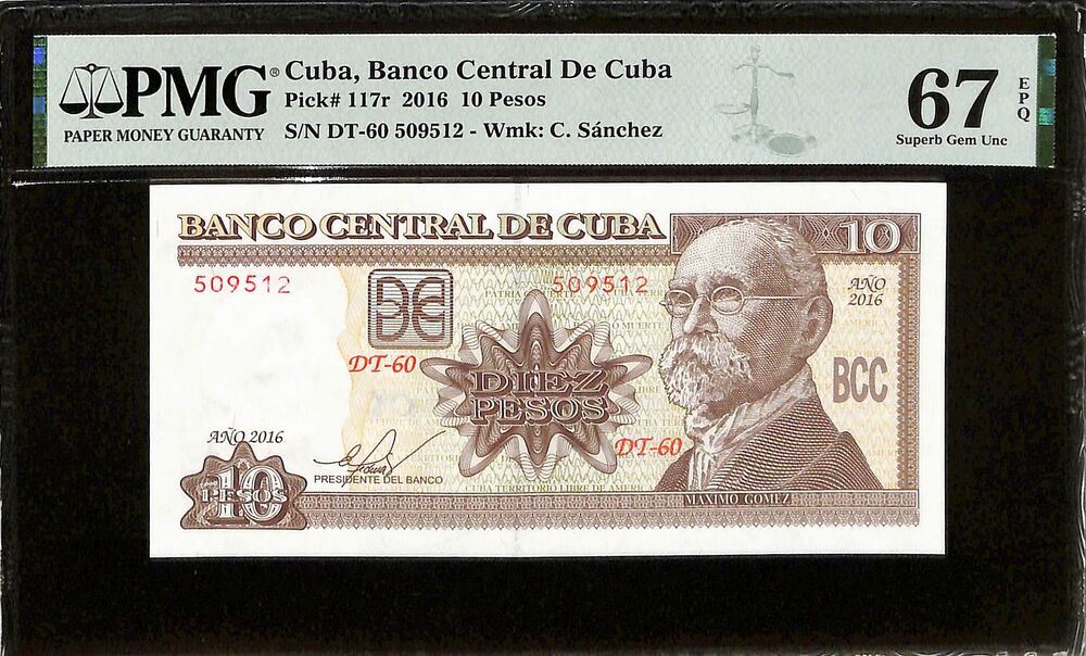 Cuba - 10 Pesos 2016 - Pick # 117r - PMG 67 EPQ