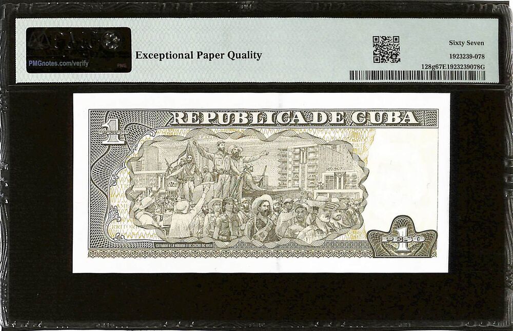 Cuba - 1 Peso 2016 - Pick # 128g - PMG 67 EPQ