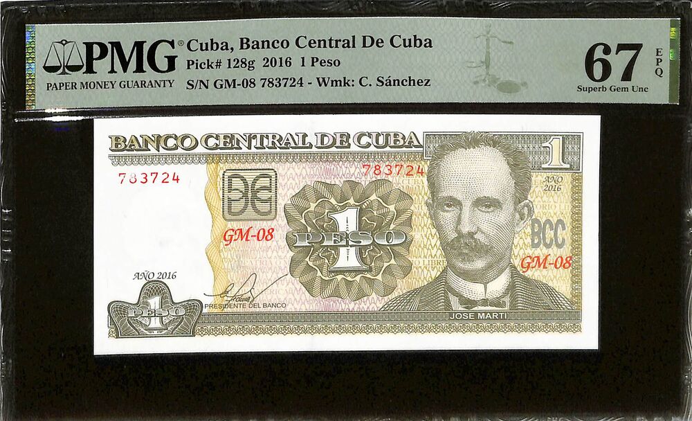 Cuba - 1 Peso 2016 - Pick # 128g - PMG 67 EPQ