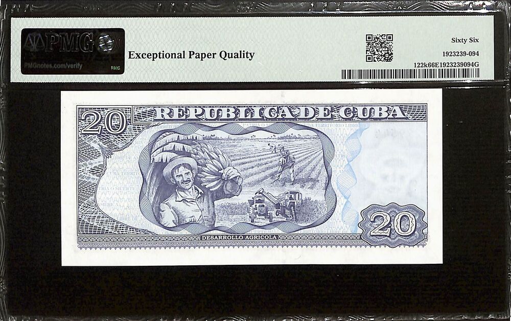 Cuba - 20 Pesos 2016 - Pick # 122k - PMG 66 EPQ