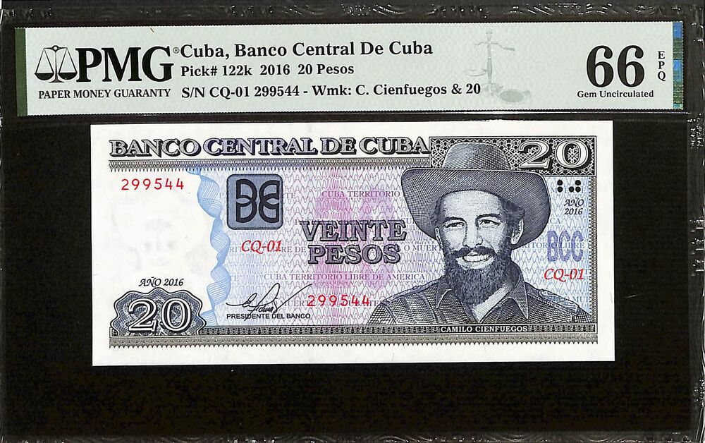 Cuba - 20 Pesos 2016 - Pick # 122k - PMG 66 EPQ